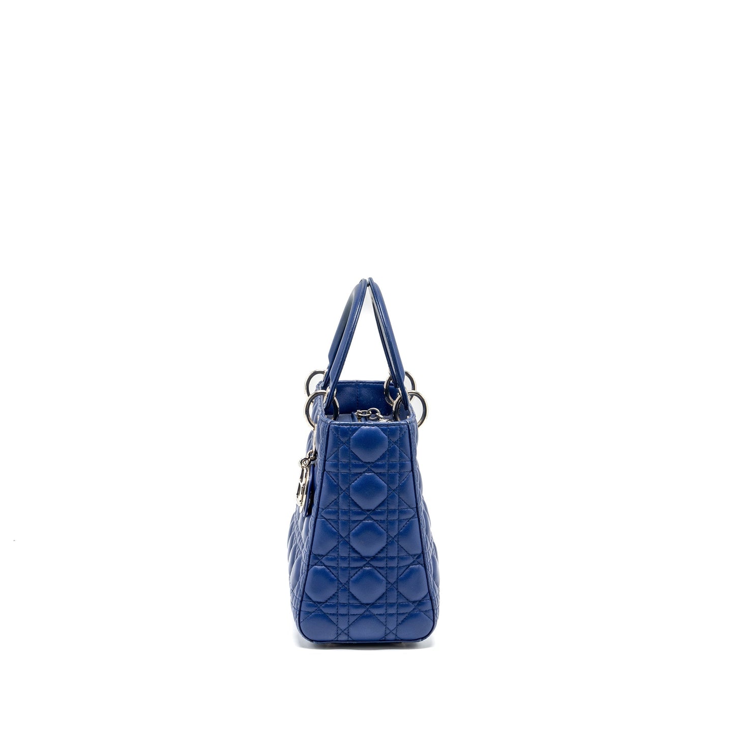 Dior Lady Lambskin Handbag Blue Medium Travel Bag