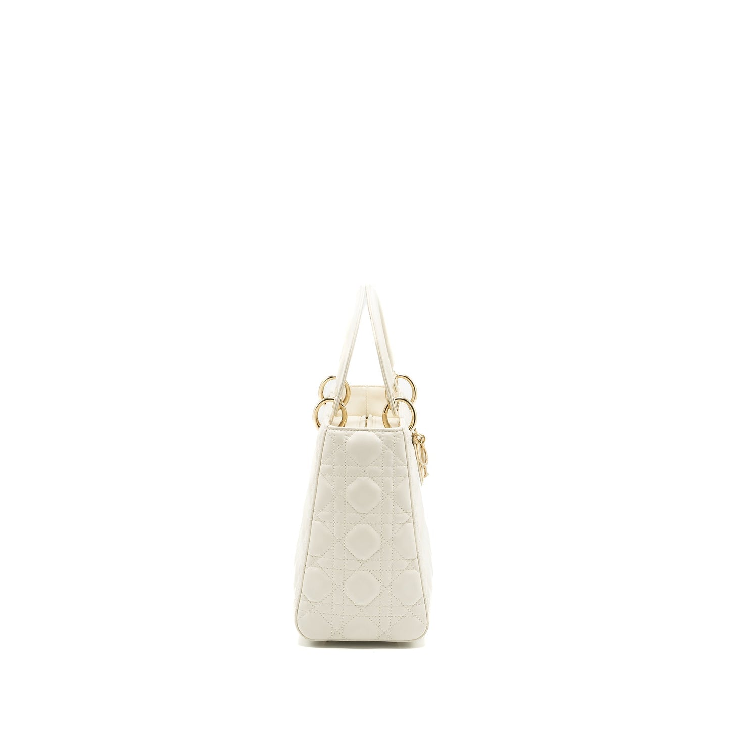 Dior Lady Purse Lambskin Handbag White Medium Travel Bag
