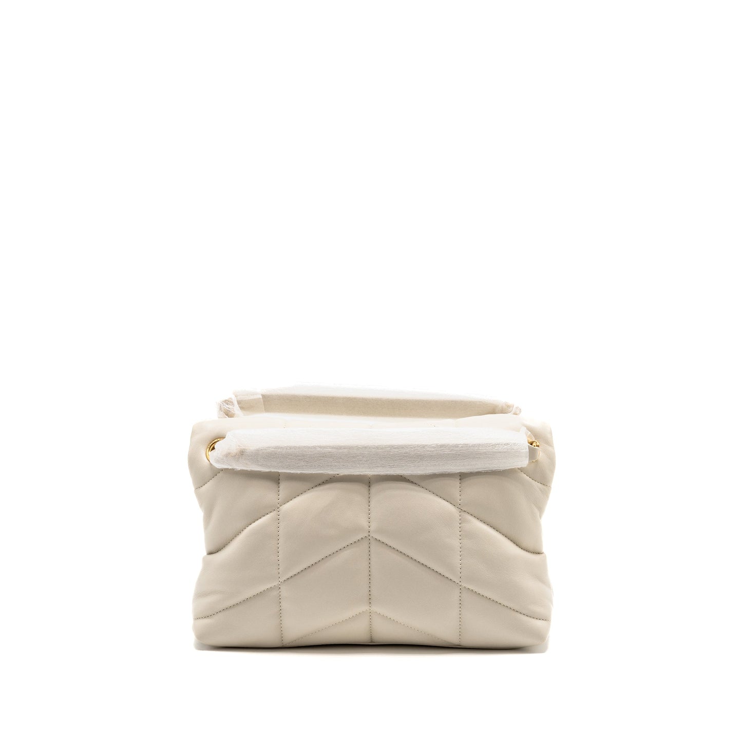 YSL Saint Laurent Loulou Puffer Purse Lambskin Blanc Shoulder Bag Mini Small