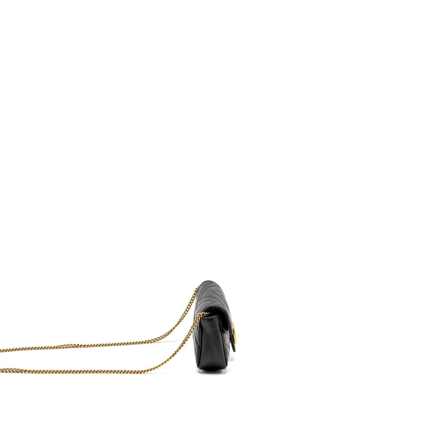 Gucci Super Marmont Calfskin Handbag Black Mini Travel Bag