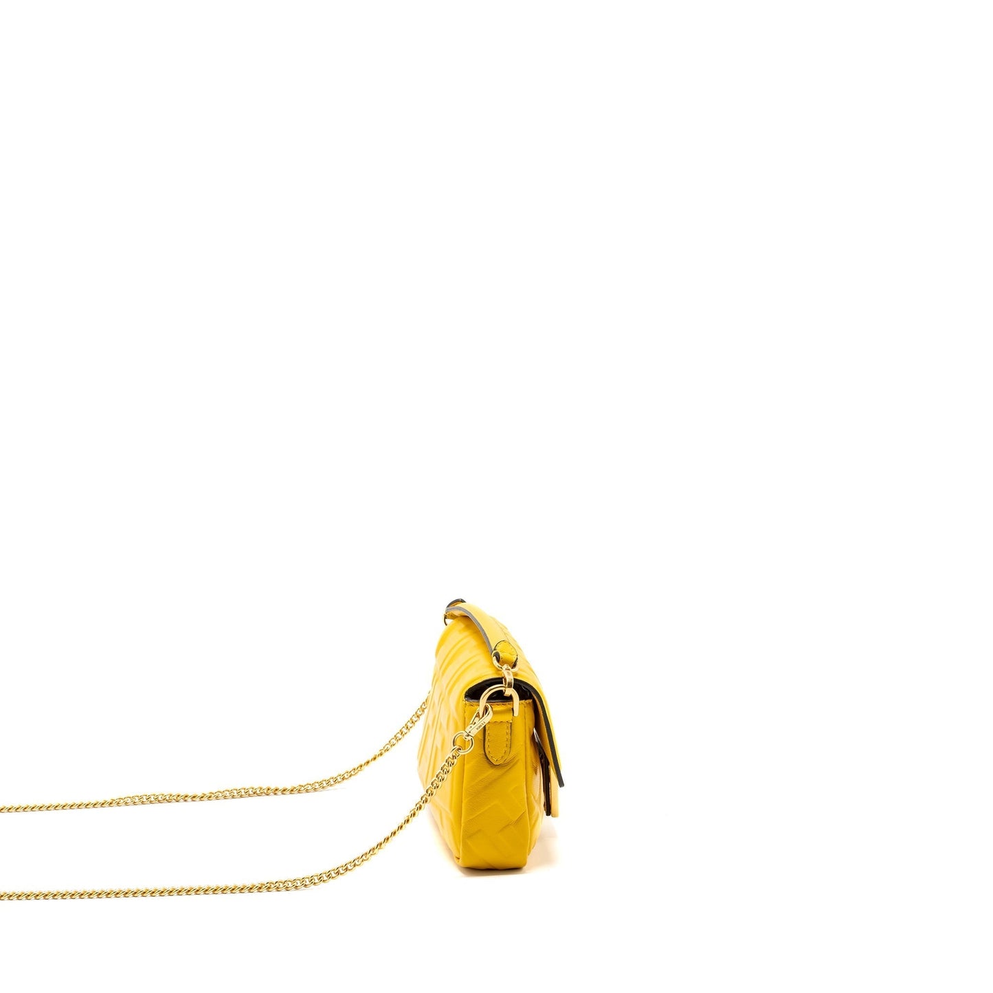 Fendi Baguette Purse Nappa Lambskin Yellow Mini Shoulder Bag