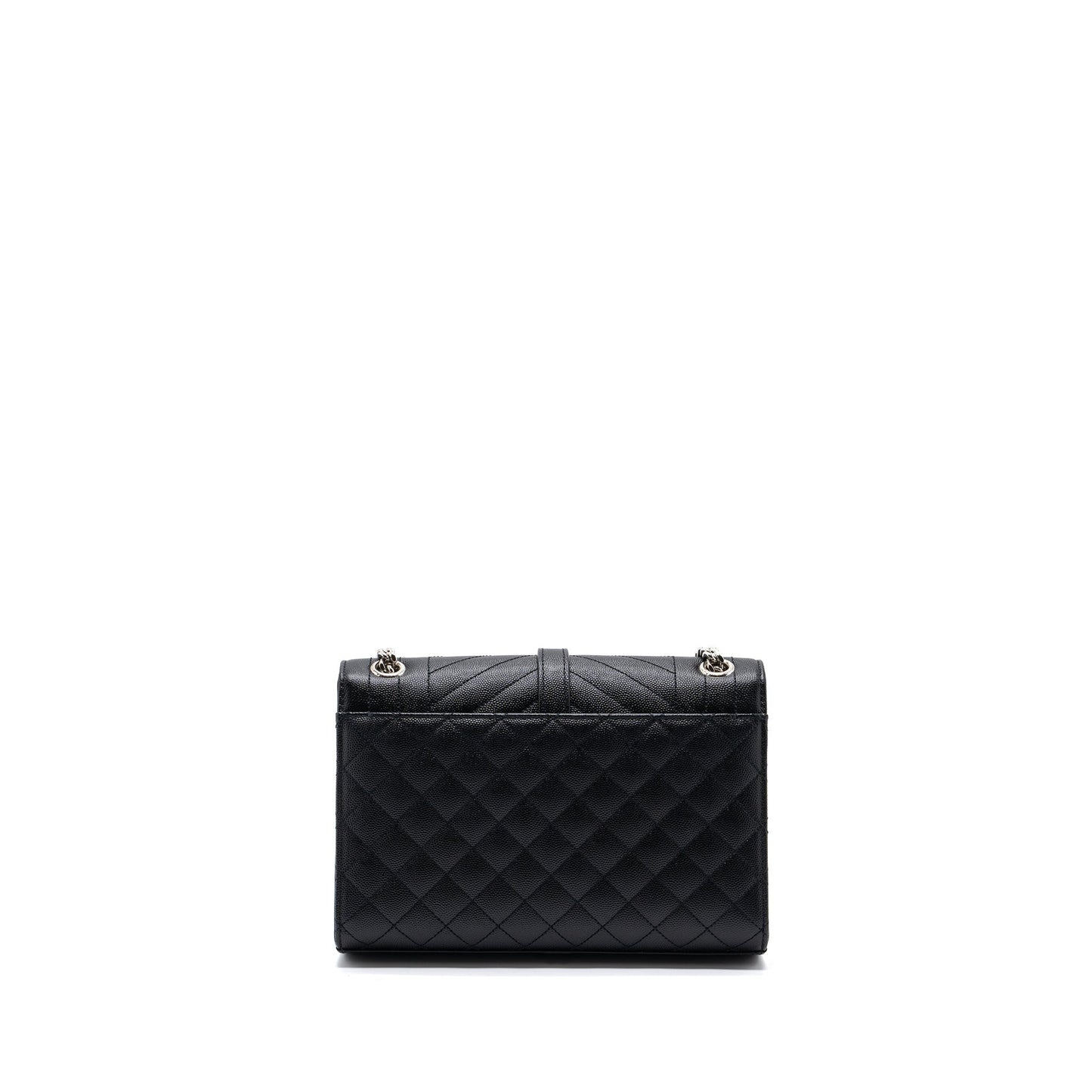YSL Saint Laurent Envelope Chain Purse Grained Calfskin Mix Travel Matelasse Black Travel Bag