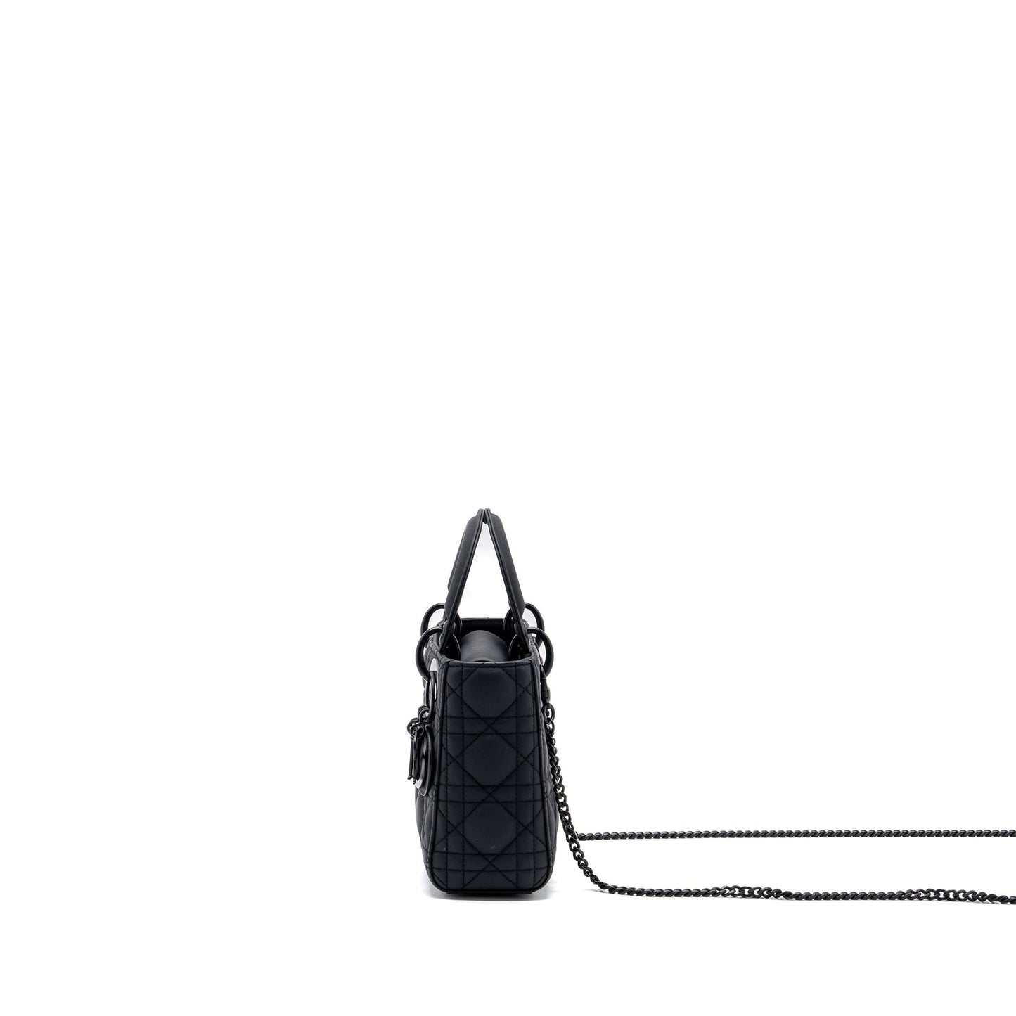 Dior Lady Cannage Calfskin With Hardware Handbag Black Mini Travel Bag