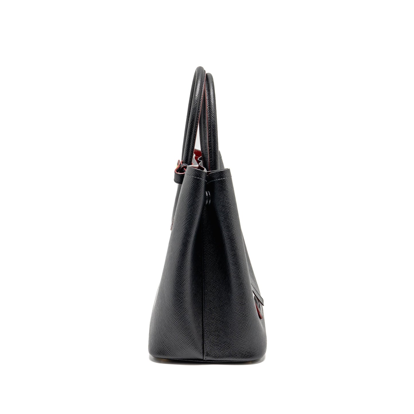 Prada Double Purse Saffiano Calfskin Handbag Black Travel Bag