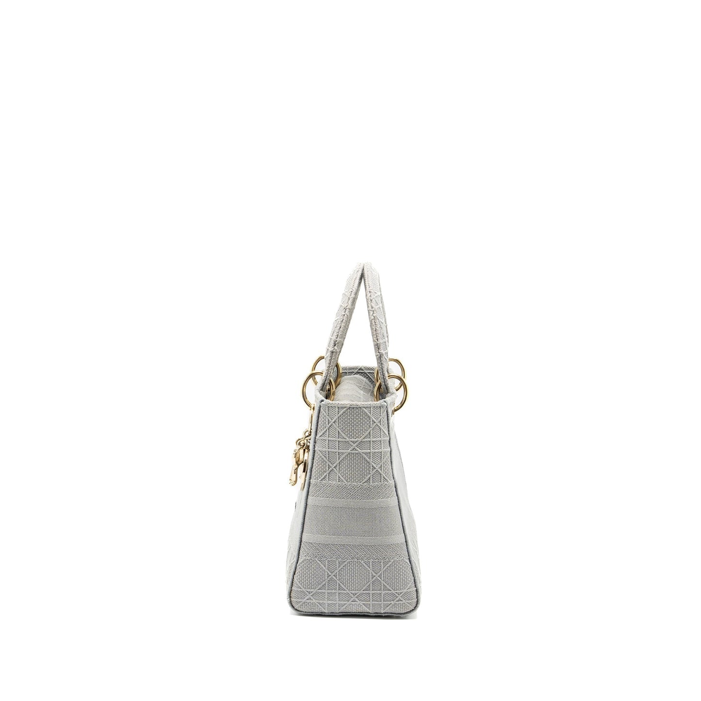 Dior Lady D Lite Purse Cannage Embroidery Grey Medium Travel Bag