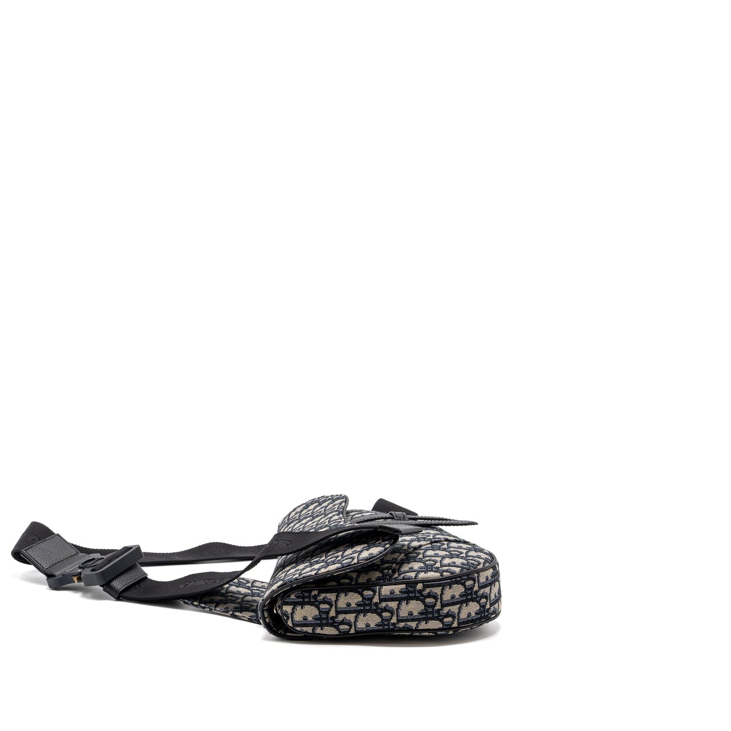 Dior Homme Saddle Purse Oblique Jacquard Handbag Black Beige Travel Bag