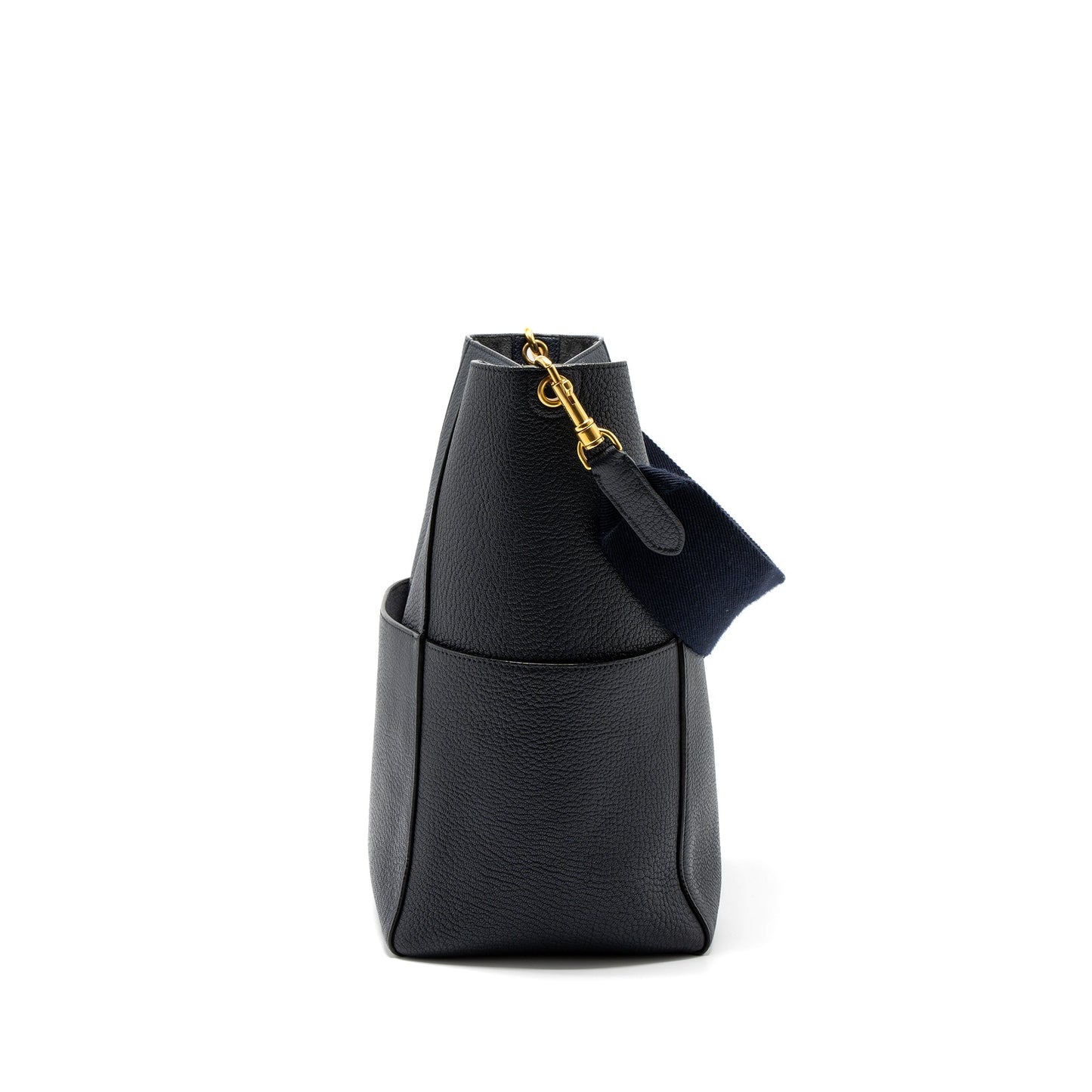 Celine Sangle Purse Calfskin Navy Handbag Bucket Bucket Bag