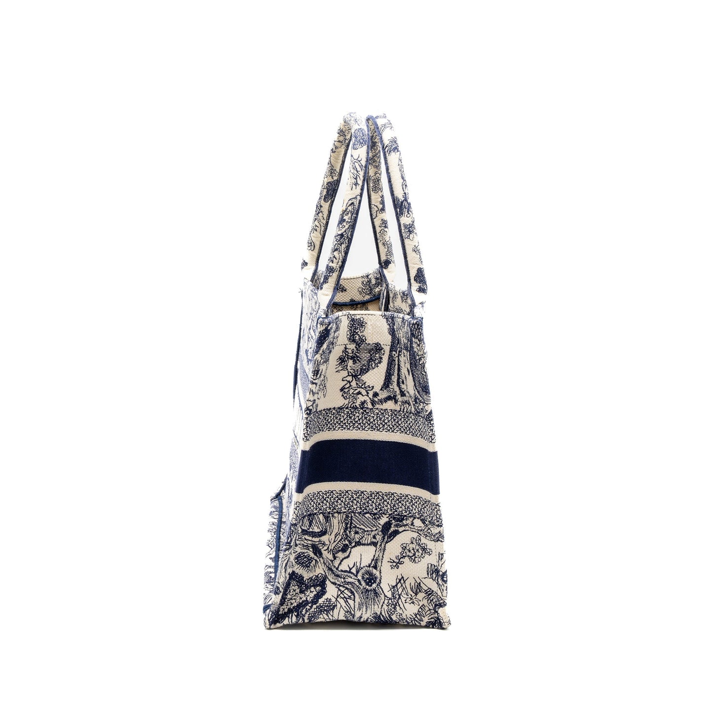 Dior Book Tote Toile De Jouy Embroidery Handbag Blue Medium Tote Bag
