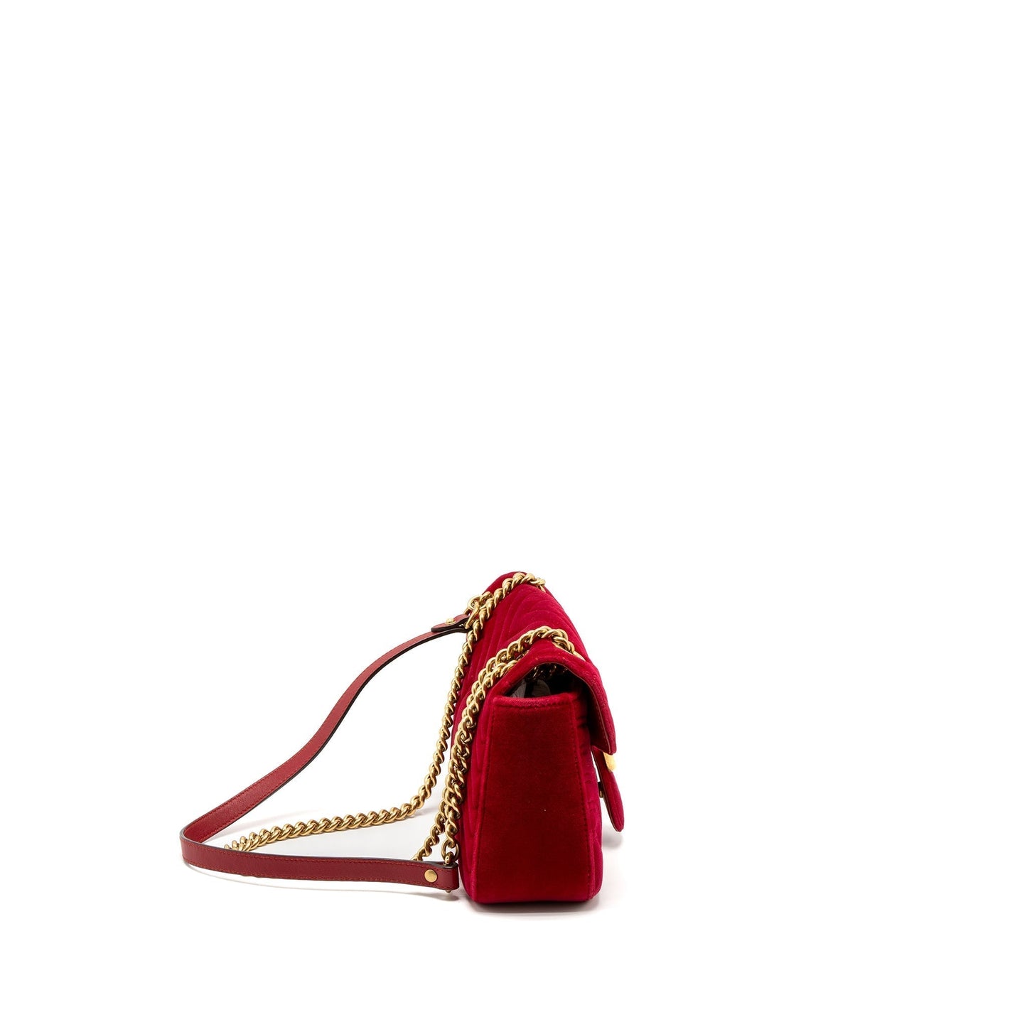 Gucci Marmont Bag Velvet Brushed Red Small Travel Bag