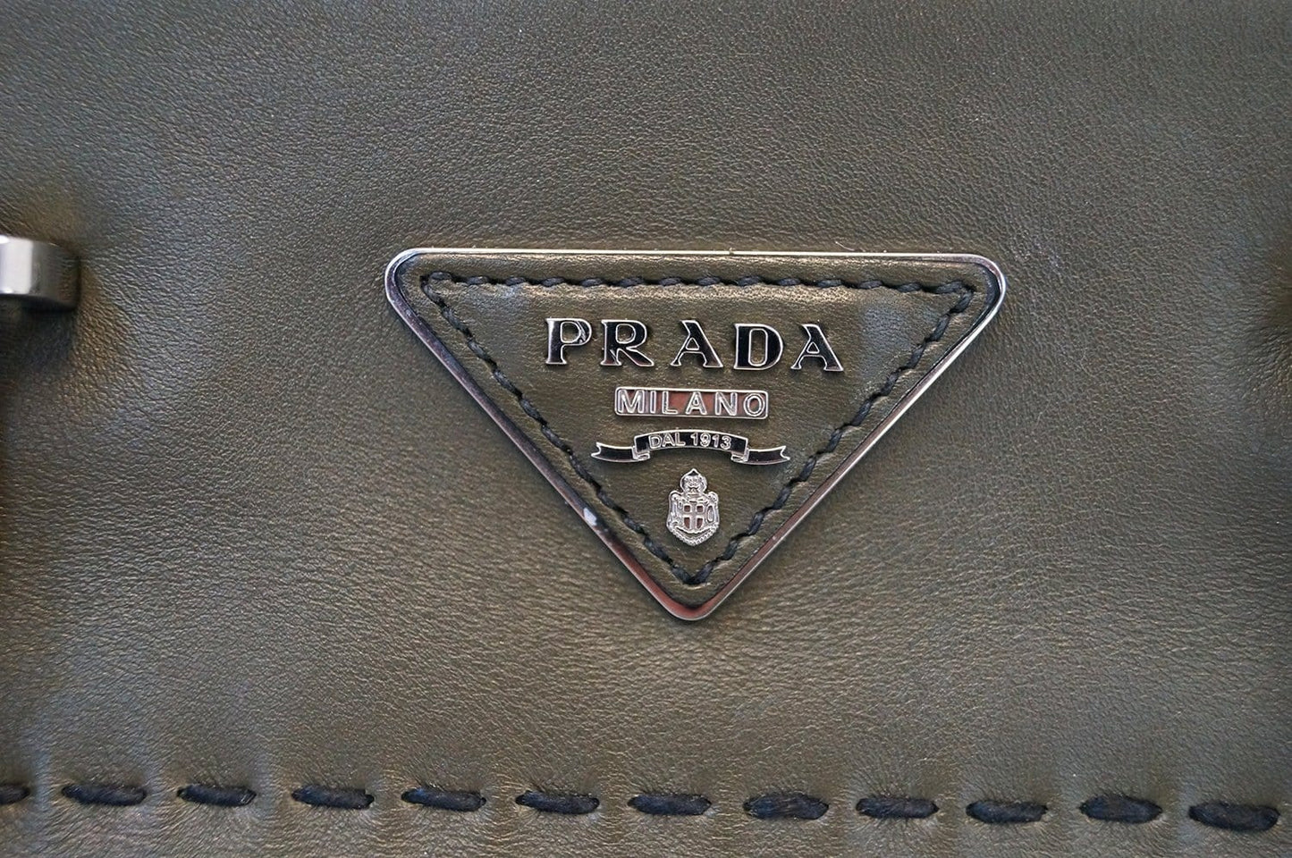 Prada City Calf Topstitched Twin Pocket Tote Bag Leather Calf Leather Medium Shoulder Bag