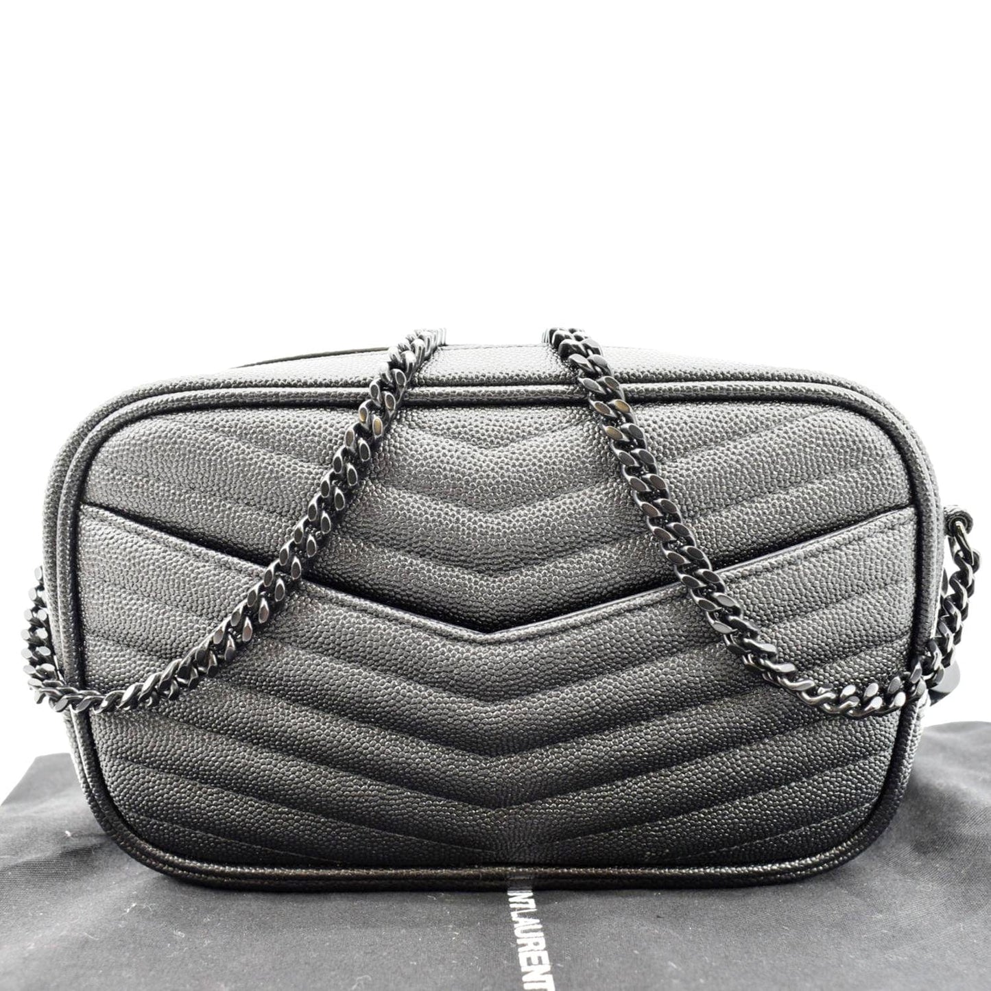 YSL Saint Laurent Yves Lou Camera Crossbody Bag Leather Black Small
