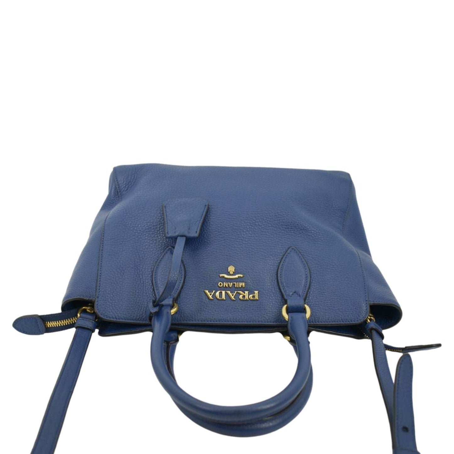 Prada 2Way Tote Shoulder Bag 1Ba205 Leather Blue