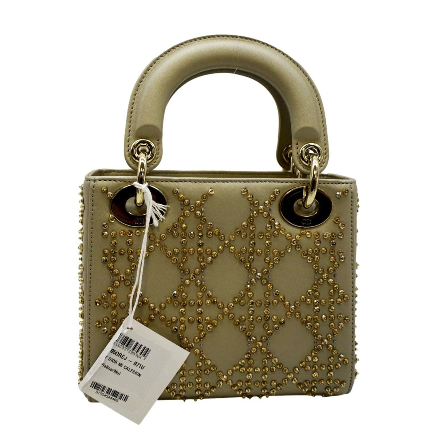 Dior Lady Lambskin Shoulder Bag Platinum Metallic Leather Mini