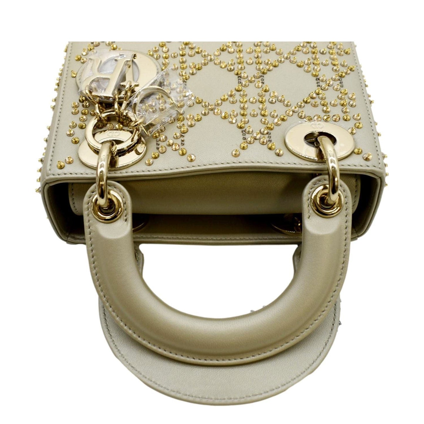 Dior Lady Shoulder Bag Platinum Metallic Leather Lambskin Mini
