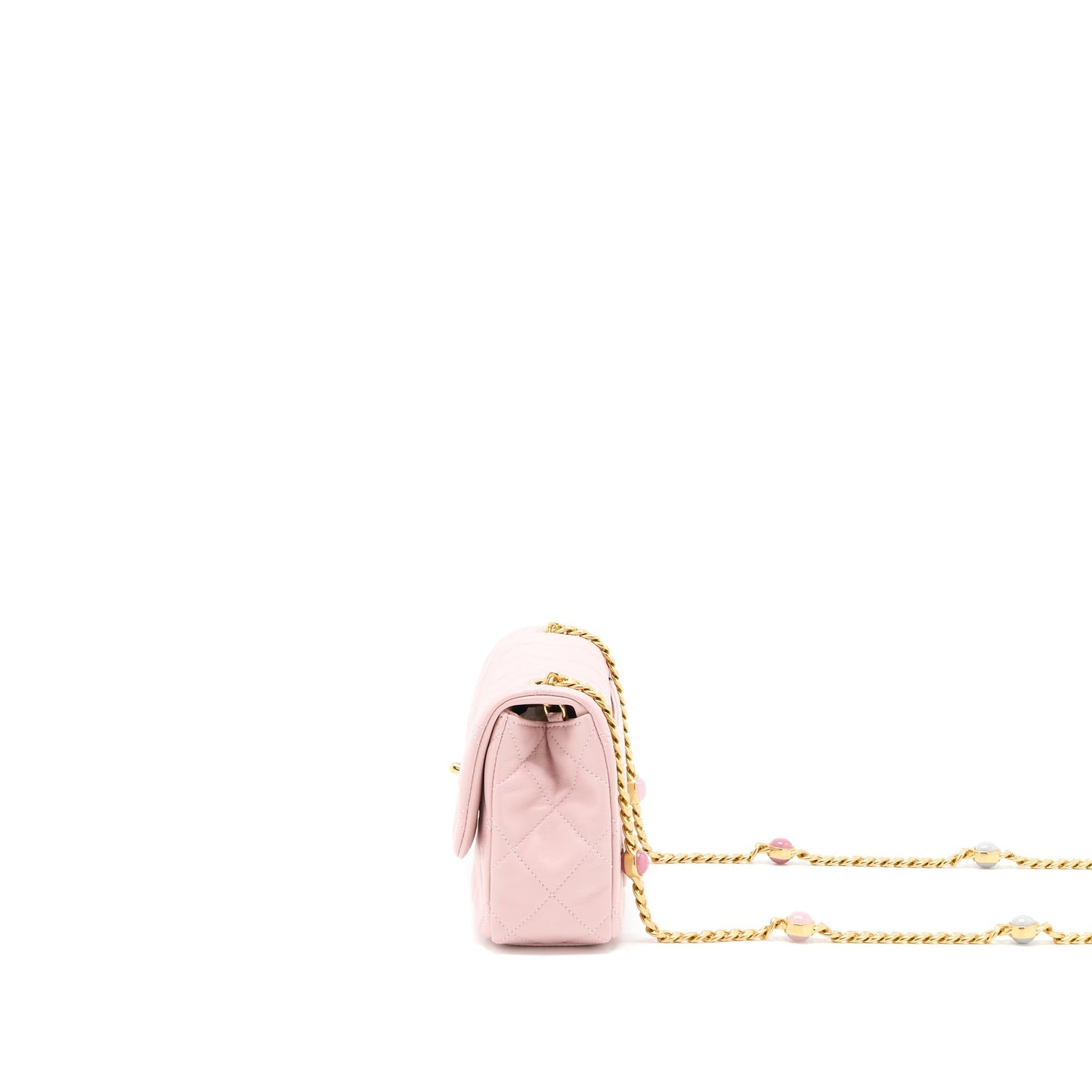 Chanel 22B Flap Gem Lambskin GHW Microchip Pink Small Shoulder Bag