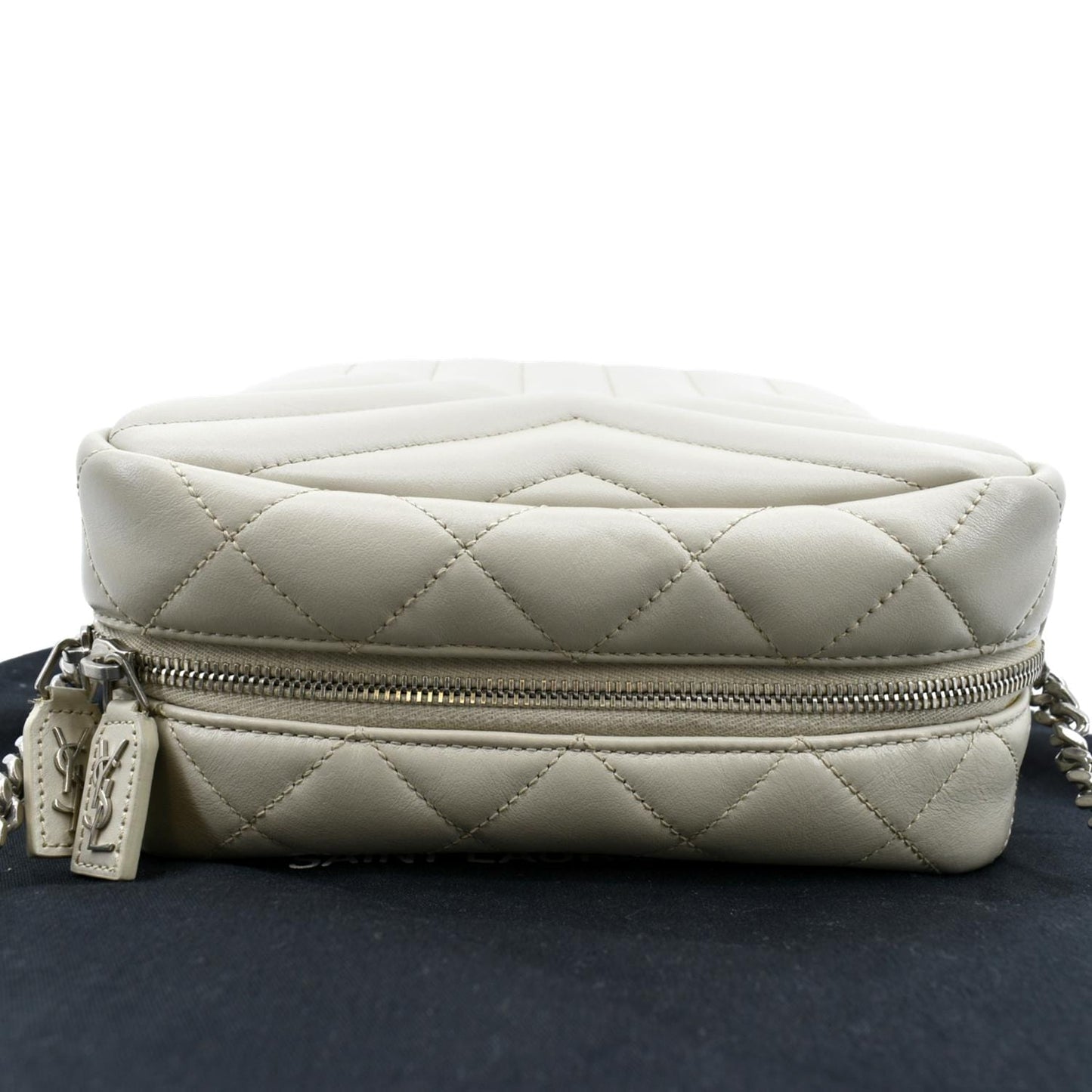 YSL Saint Laurent Yves Loulou Calfskin Crossbody Bag Leather White Small