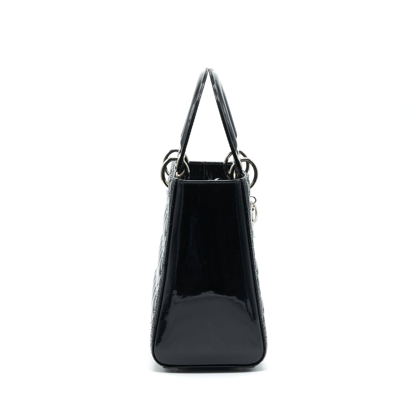 Dior Lady Patent Handbag Leather Black Travel Bag