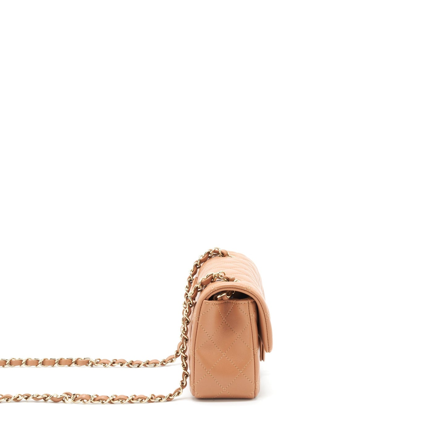 Chanel Rectangular Flap Lambskin Caramel LGHW Shoulder Bag