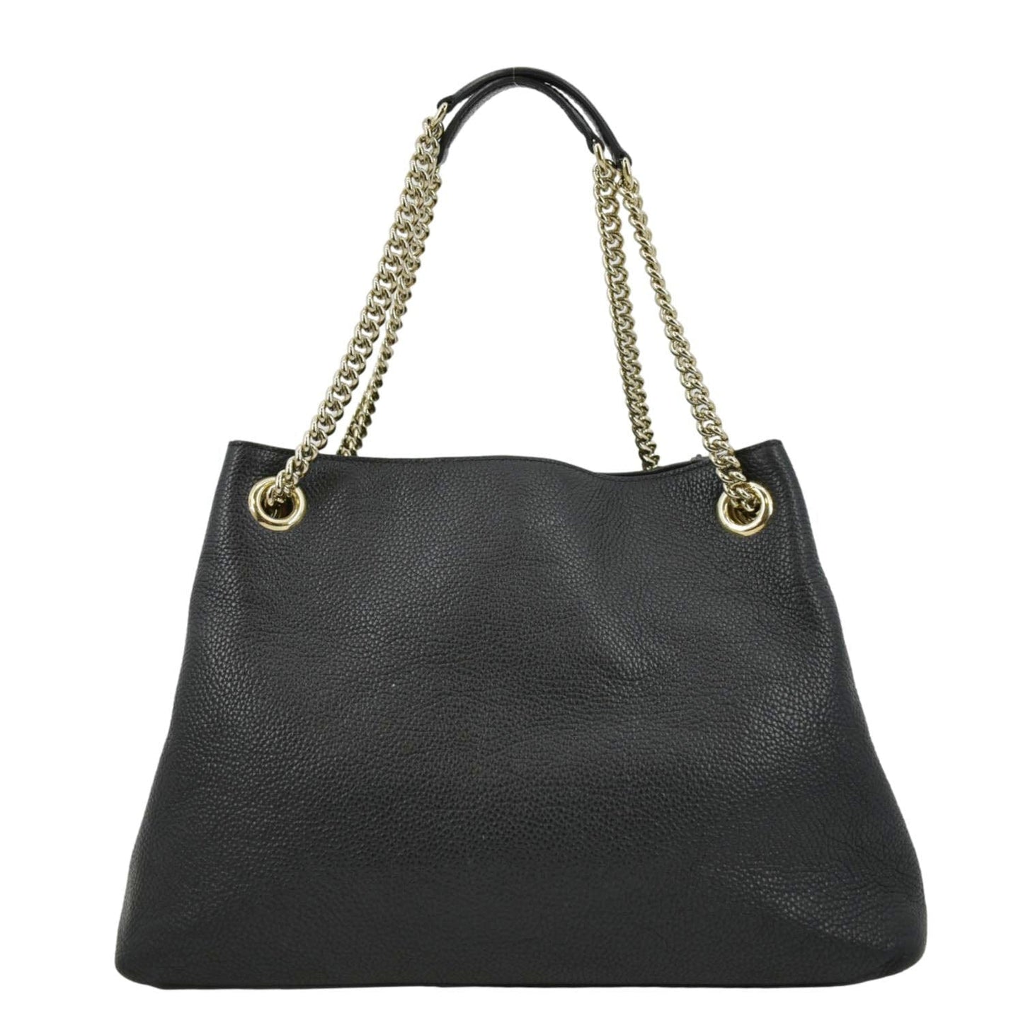 Gucci Soho Chain Pebbled Tote Bag Leather Black Shoulder Bag