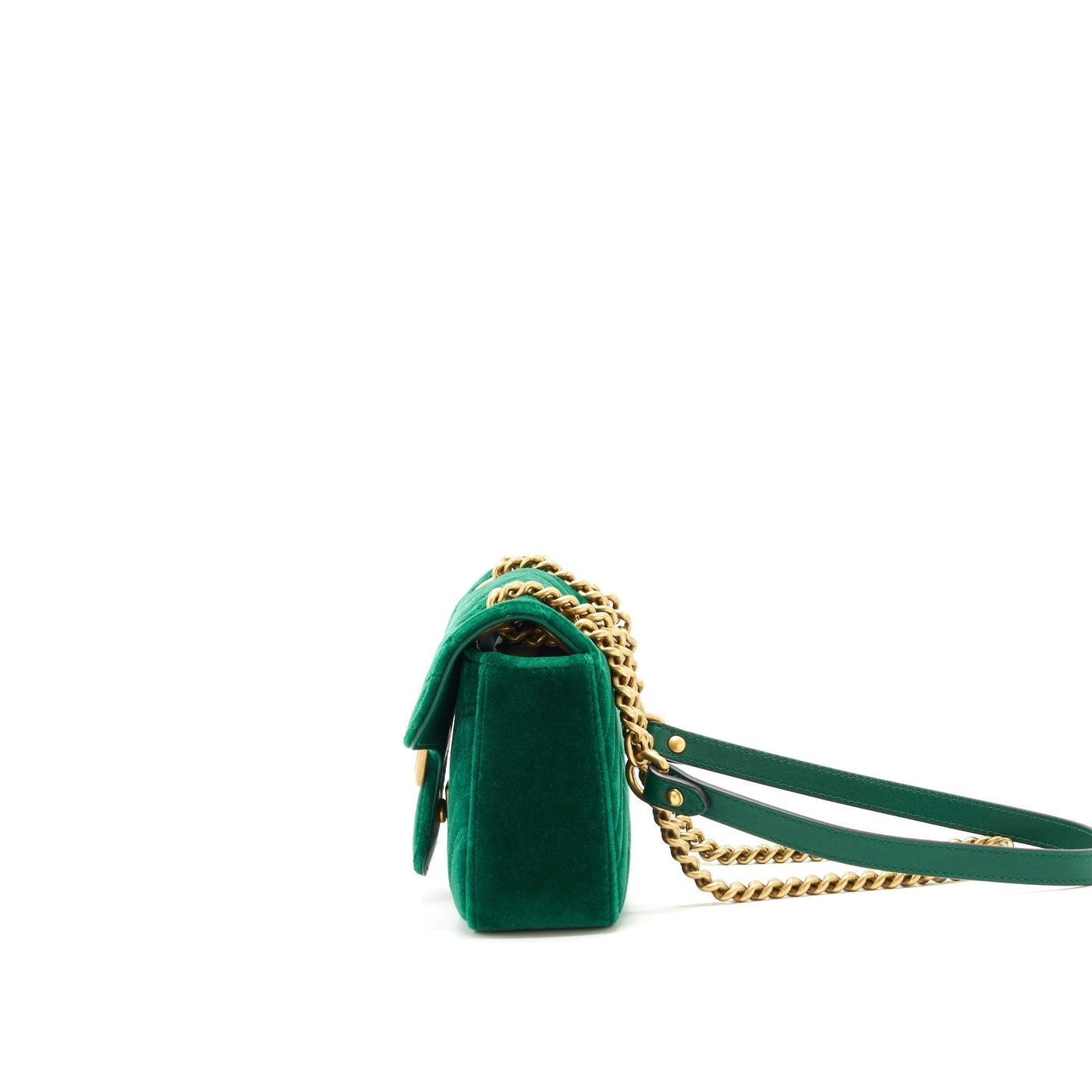 Gucci Marmont Bag Velvet Green Mini Travel Bag Green Ghw