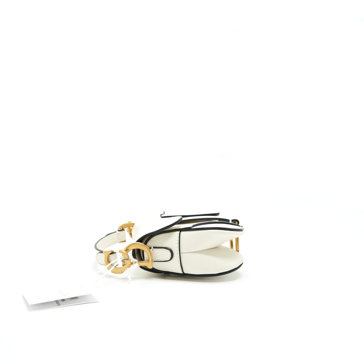 Dior Micro (Super ) Saddle Purse Goat Skin White Mini Travel Bag