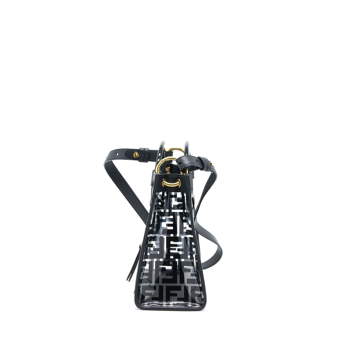 Fendi Transparent Runaway Tote Leather Black Small Tote Bag