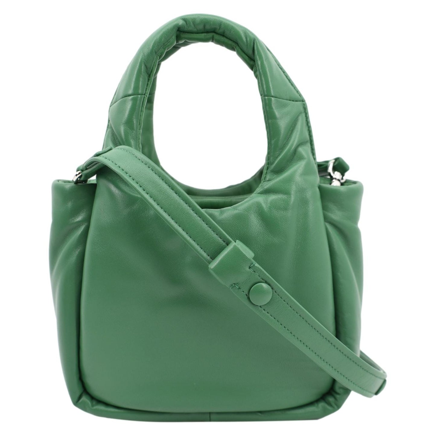 Padded Soft Shoulder Bag Dark Leather Green