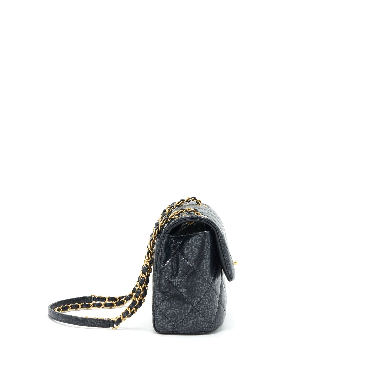 Chanel 22P New Square Flap Caviar Brushed Black Shoulder Bag