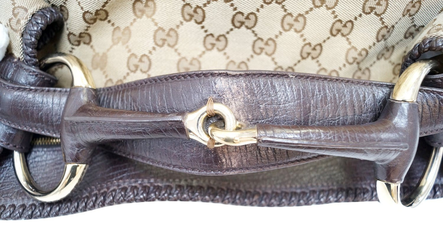 Gucci Horsebit Hobo Bag Canvas Large Travel Bag