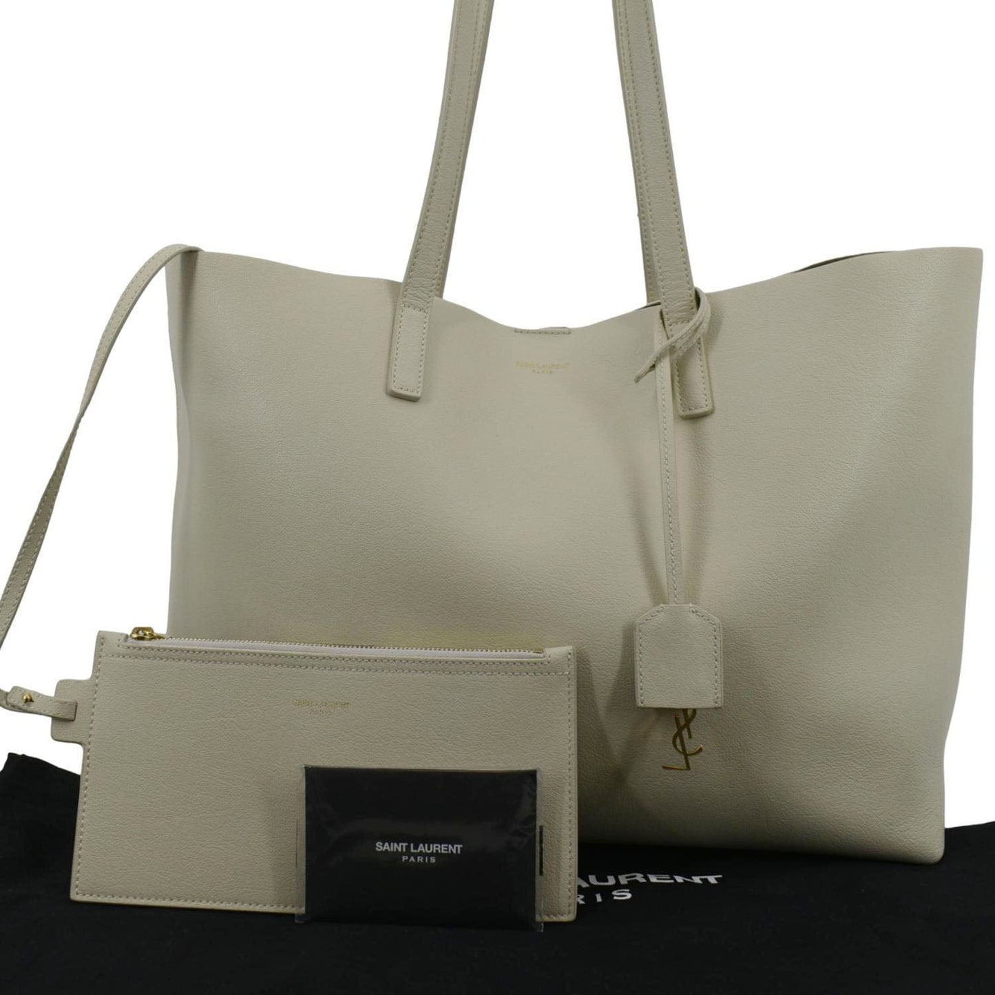 YSL Saint Laurent Yves Tote Bag Ivory Leather