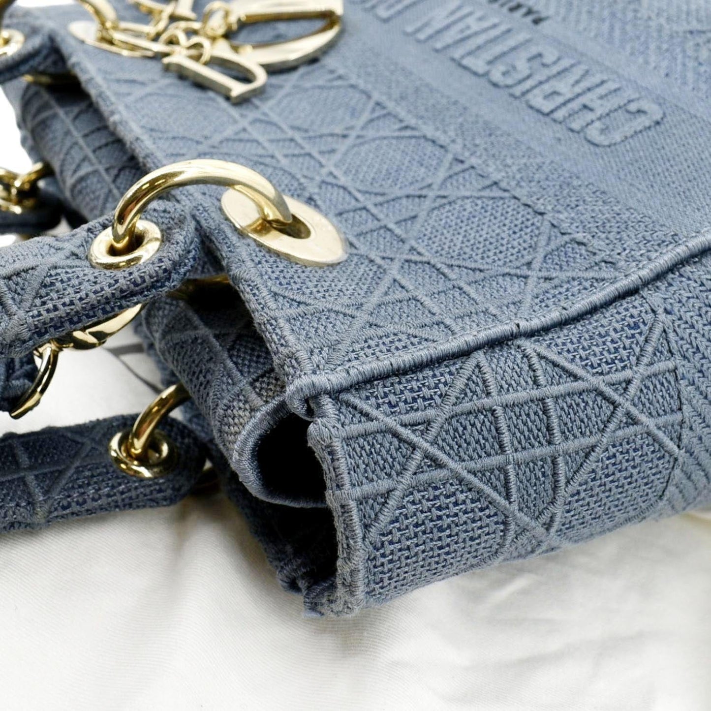 Dior Lady Lite Crossbody Bag Canvas Denim Blue