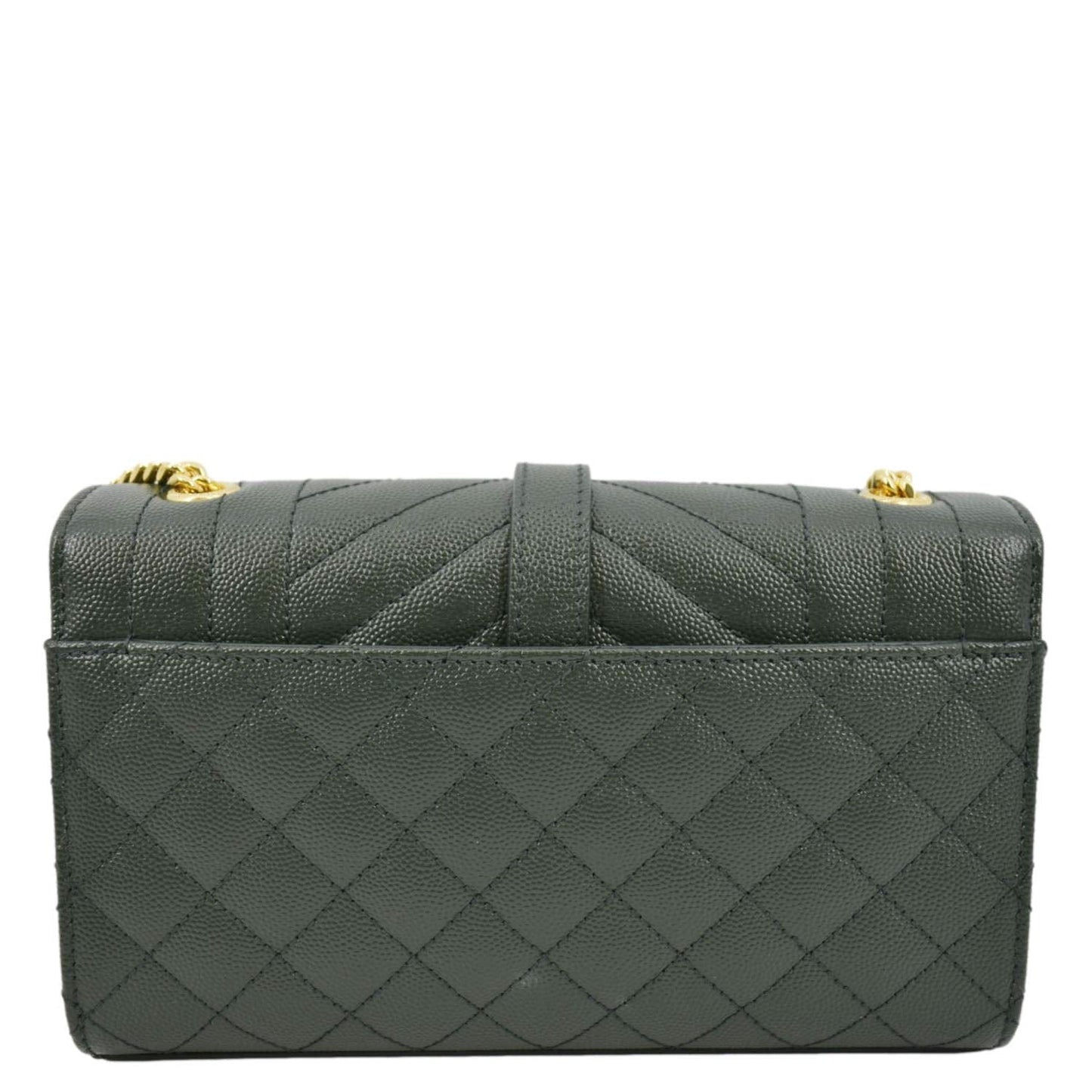 YSL Saint Laurent Yves Envelope Matelass Shoulder Bag Leather Green Small
