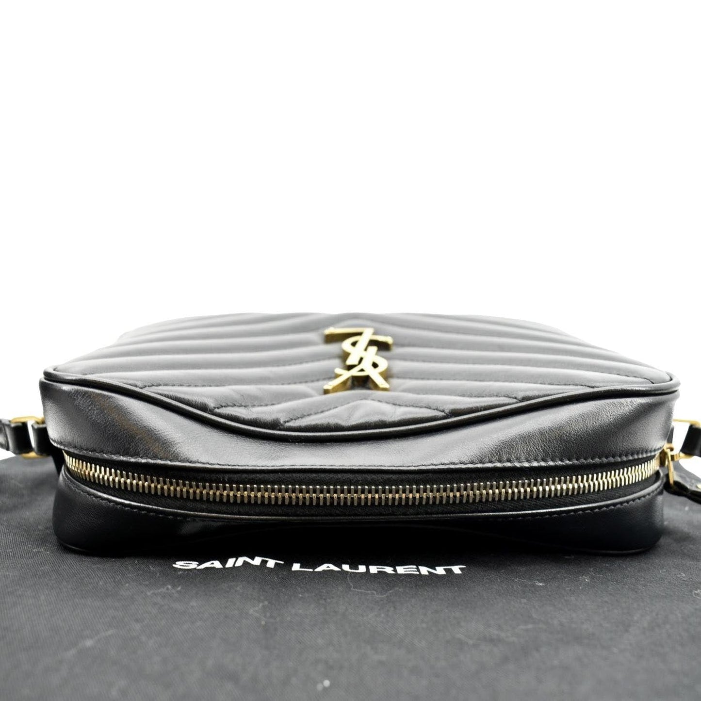 YSL Saint Laurent Yves Lou Chevron Camera Crossbody Bag Leather Black Camera Bag 3