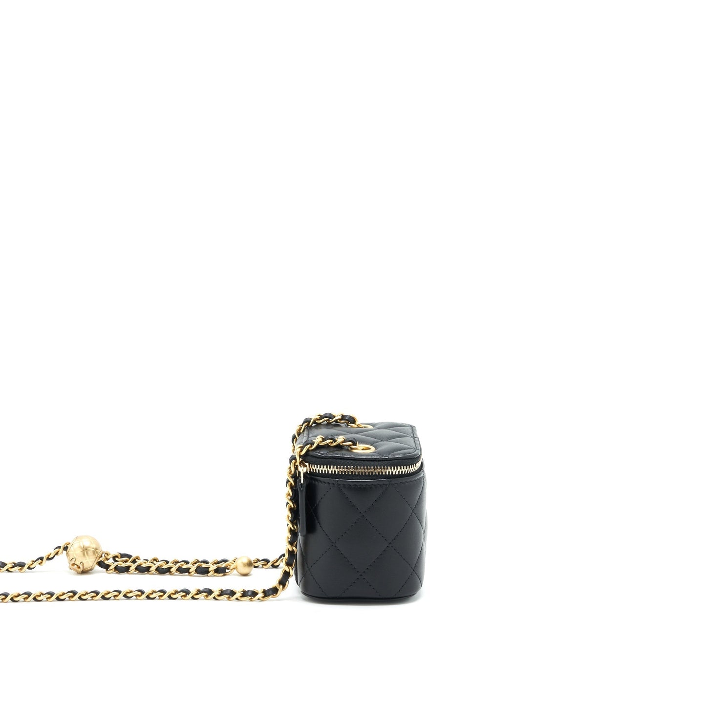 Chanel 22C Pearl Crush vanity Lambskin GHW Black Mini Bag Black Ghw