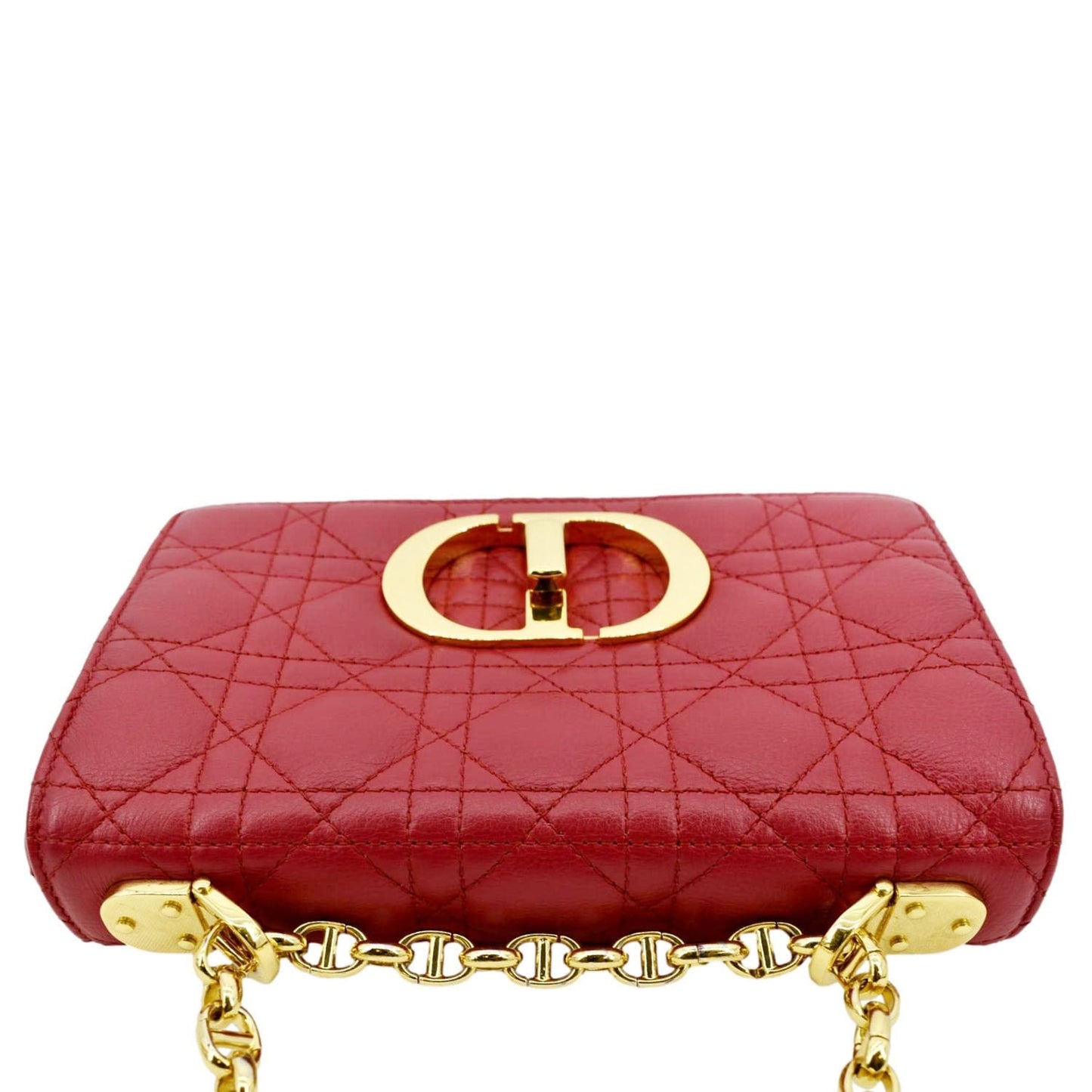 Dior Caro Cannage Calfskin Shoulder Bag Leather Red