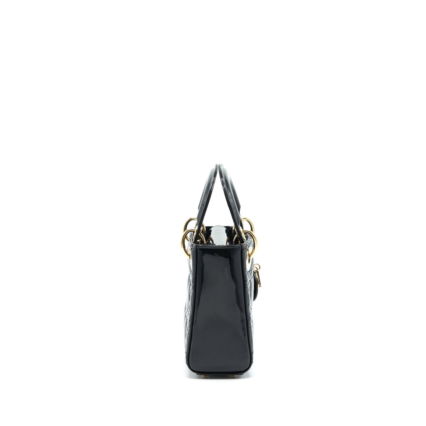 Dior Lady Patent Handbag Leather Black Travel Bag Black Handbag