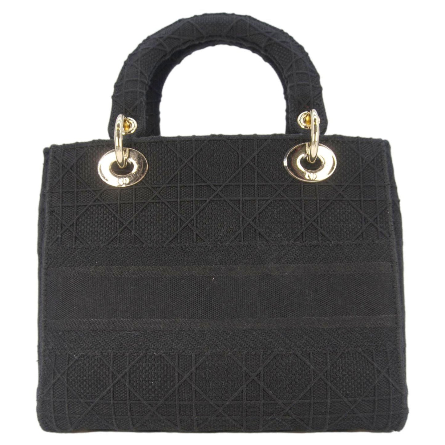 Dior Lady Lite Shoulder Bag Canvas Black Embroidered