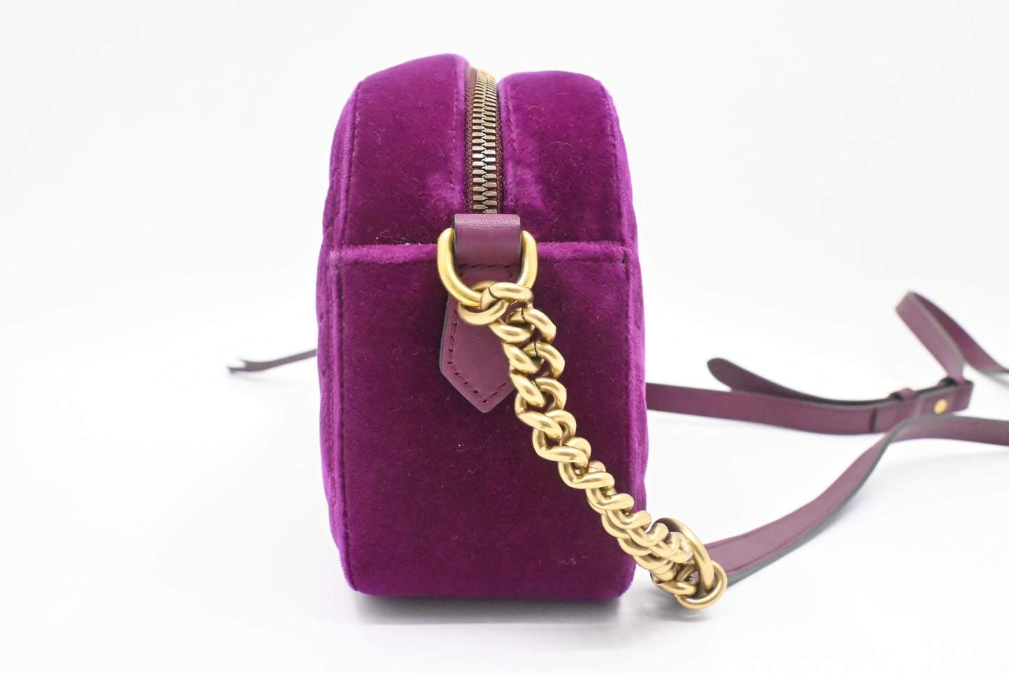 Gucci Marmont Purple Velvet Matelasse Shoulder Bag
