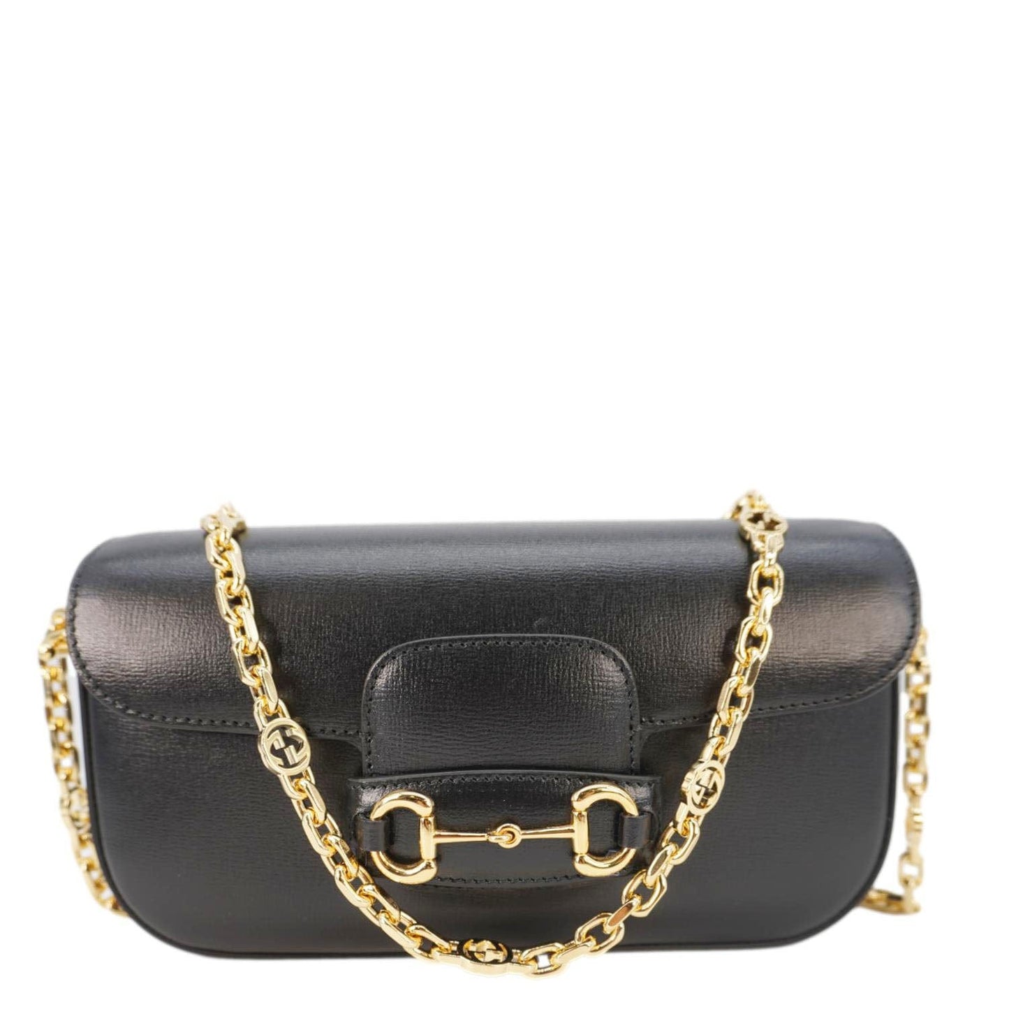 Gucci Horsebit Shoulder Bag Leather Black Small 735178