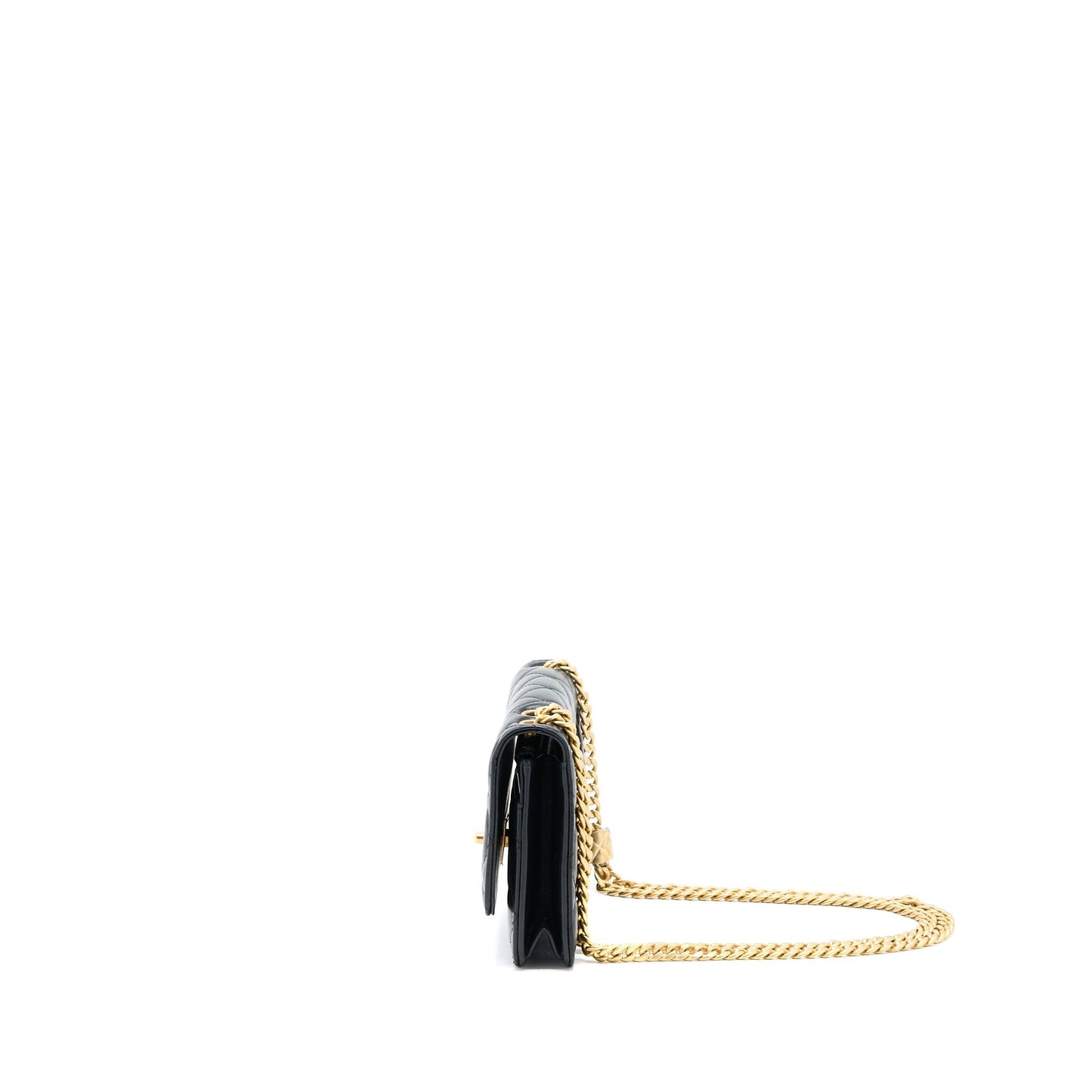 Chanel 22K Pillar On Lambskin Brushed GHW Black Gold Wallet Case Ghw Microchip