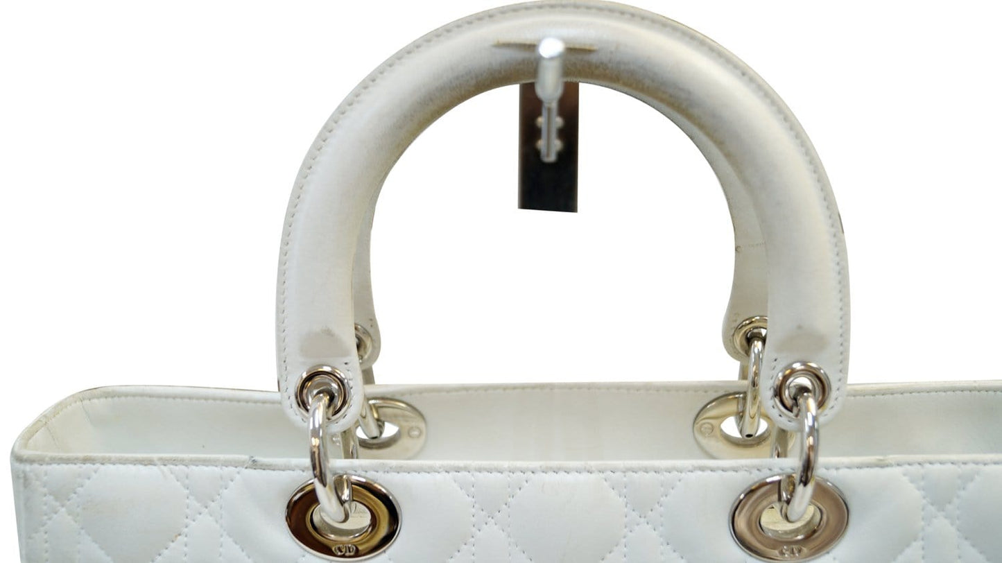 Dior Lambskin Lady Shoulder Bag Call Leather White