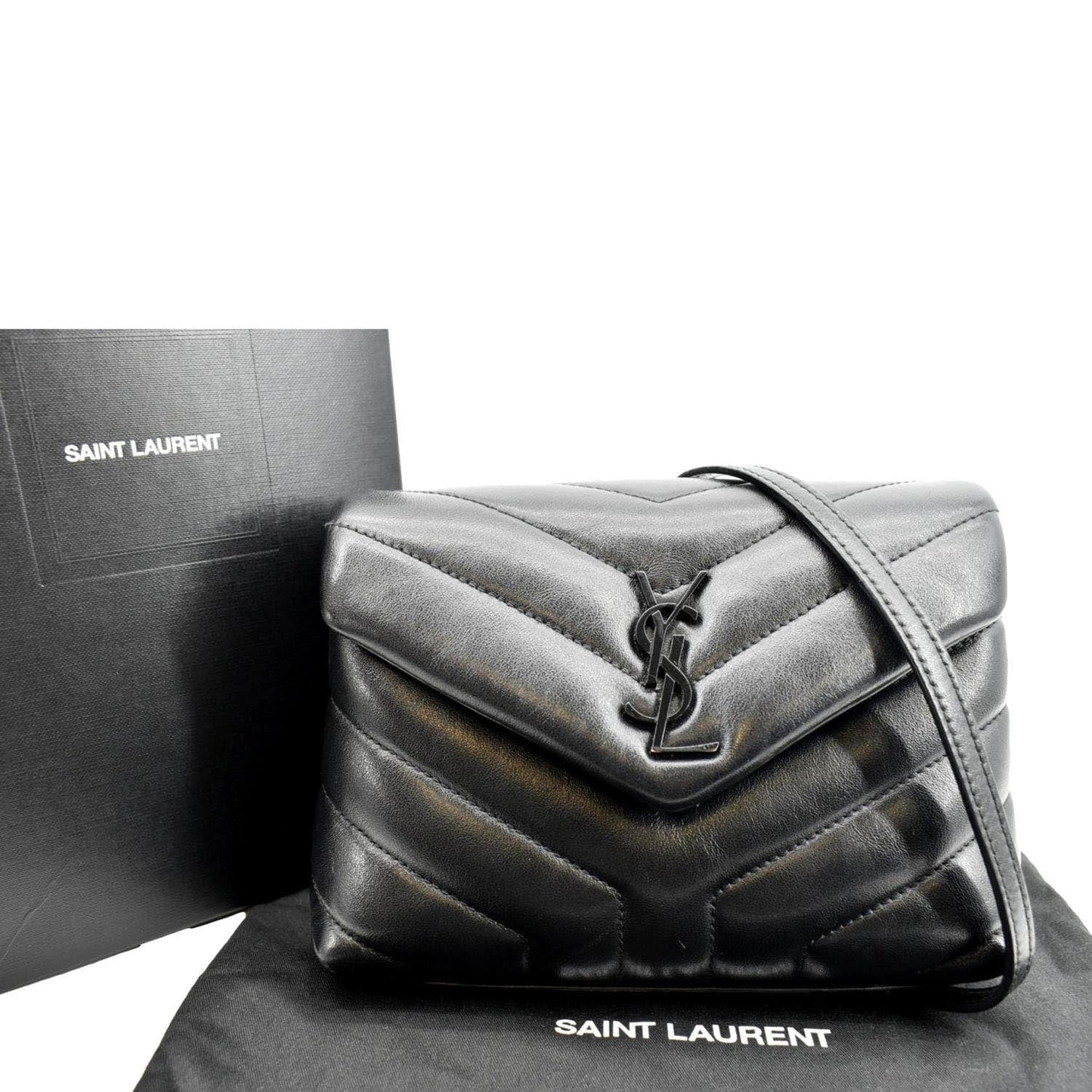 YSL Saint Laurent Yves Loulou Crossbody Bag Leather Matelasse Black Loulou Toy 2