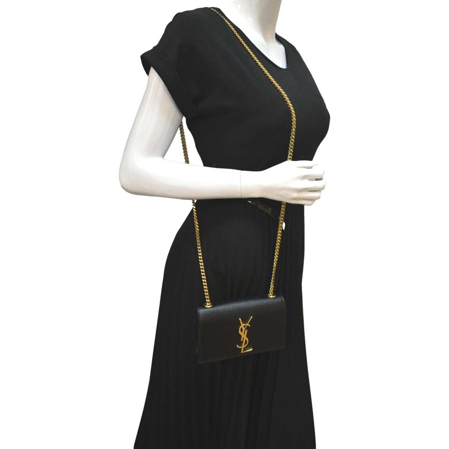 YSL Saint Laurent Saint Kate Shoulder Bag Leather Black