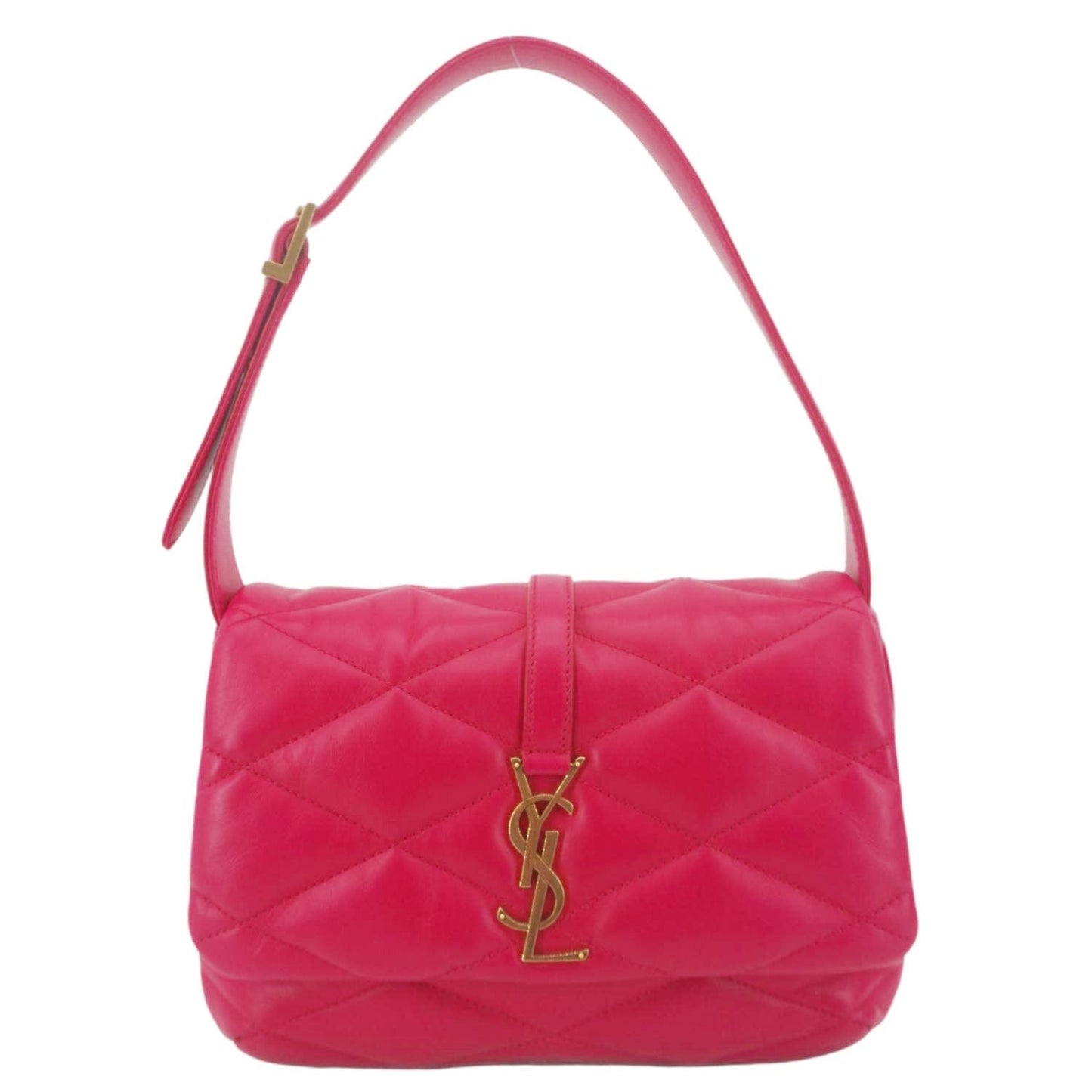 YSL Saint Laurent Yves Le Hobo Bag Leather Quilted Pink