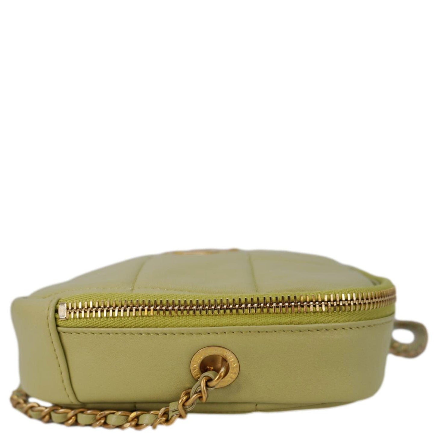 Chanel Diamond Quilted Coin Purse Leather Lambskin Green Wallet Case