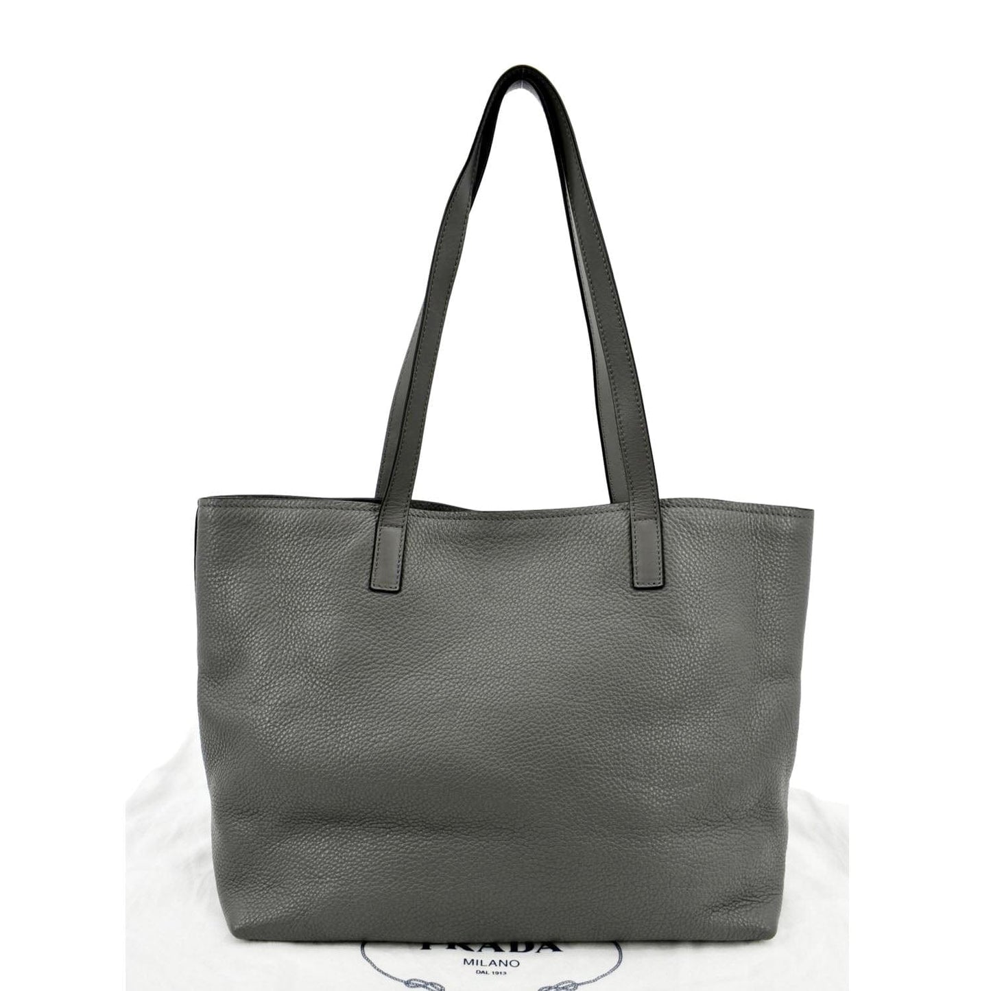 Vitello Daino Tote Bag Dark Grey Leather