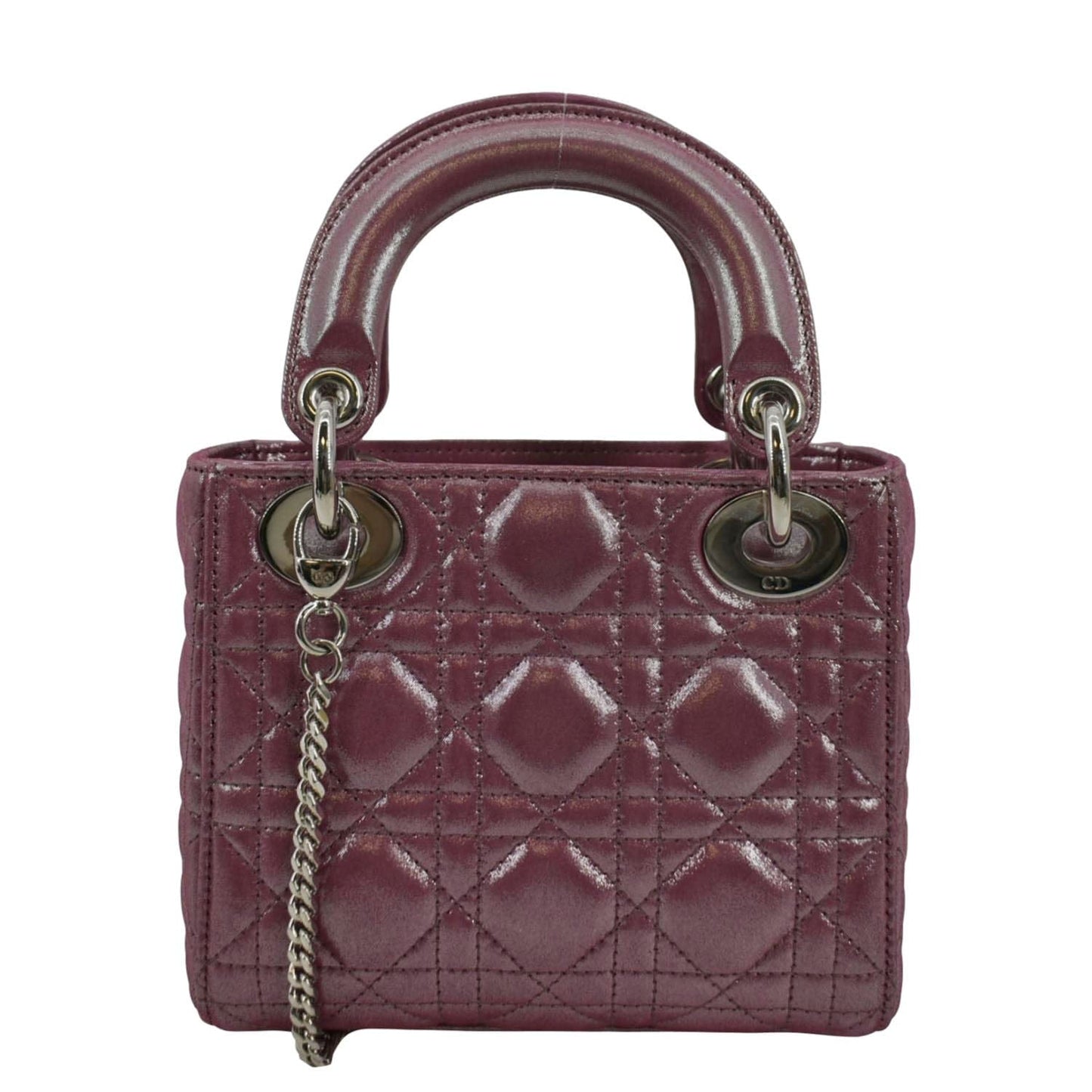 Dior Lady Pearlescent Cannage Lambskin Shoulder Bag Dark Pink Mini