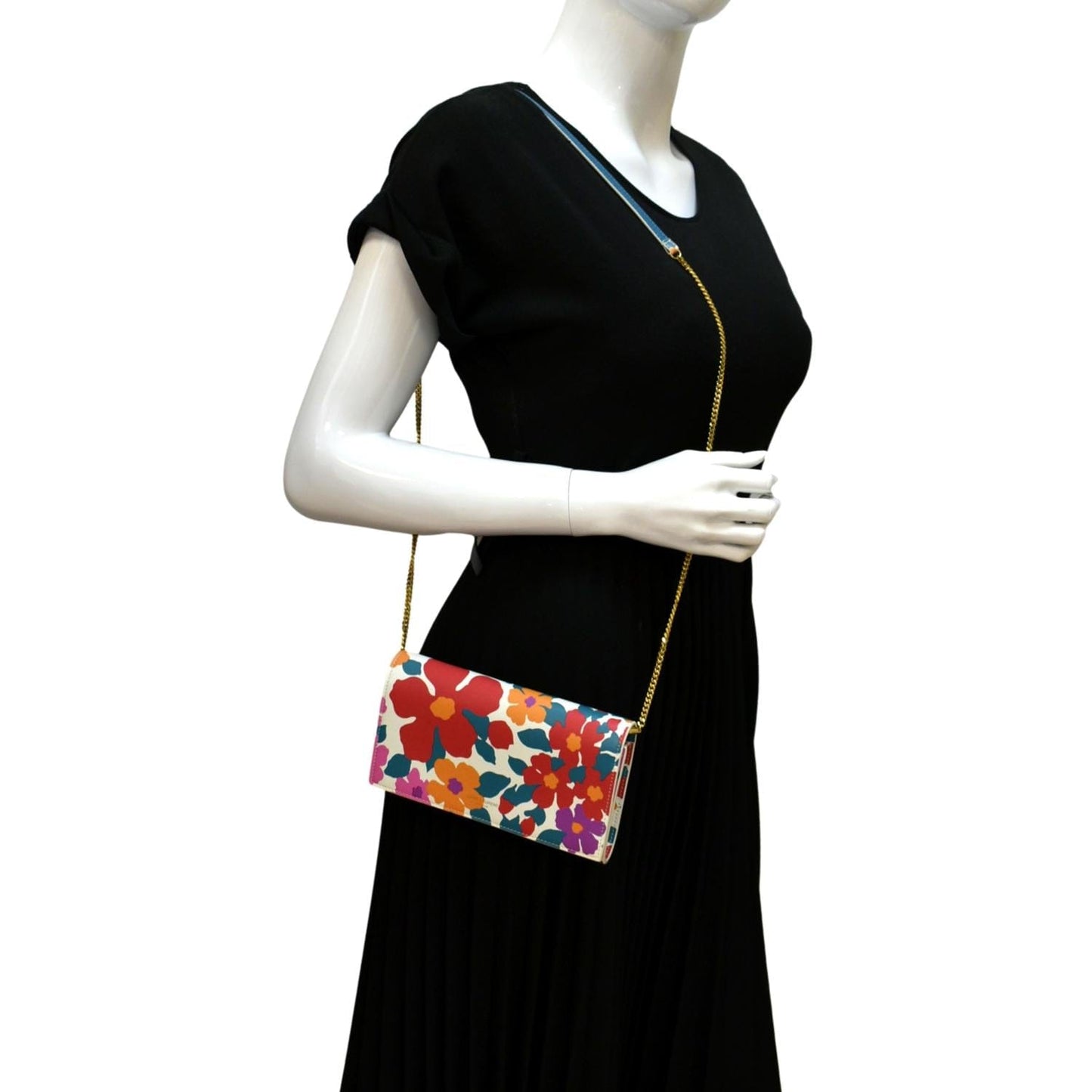 YSL Saint Laurent Saint Floral Print Shoulder Bag Multicolor Leather Crossbody Bag