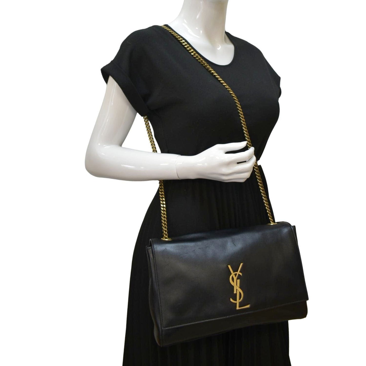 YSL Saint Laurent Saint Kate Reversible Crossbody Bag Leather Black