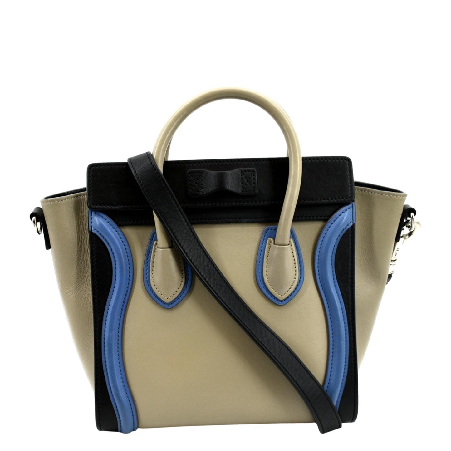 Nano Luggage Calfskin Shoulder Bag Tricolor Leather